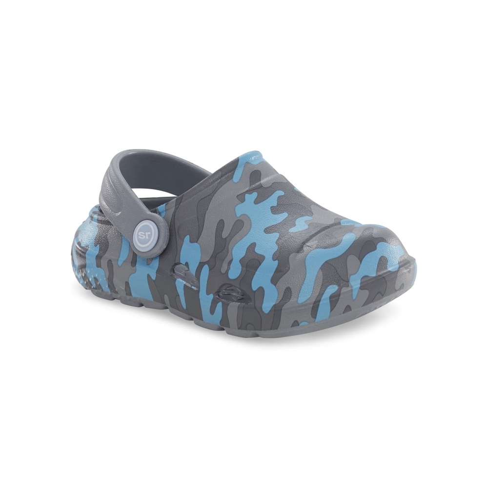 Stride Rite Blue and Gray Camouflage Clog Sandal